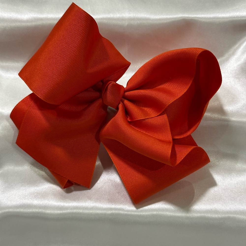 Kids Orange XLarge Hair Bow - Classic Grosgrain Bow- bundle & save on shipping